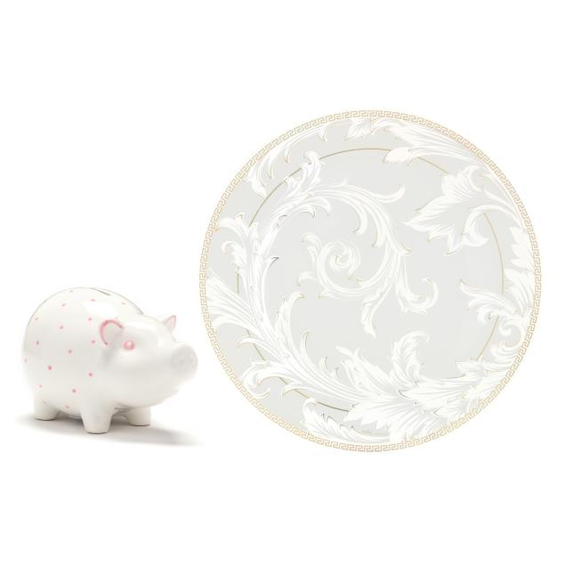 tiffany-co-piggy-bank-and-versace-charger
