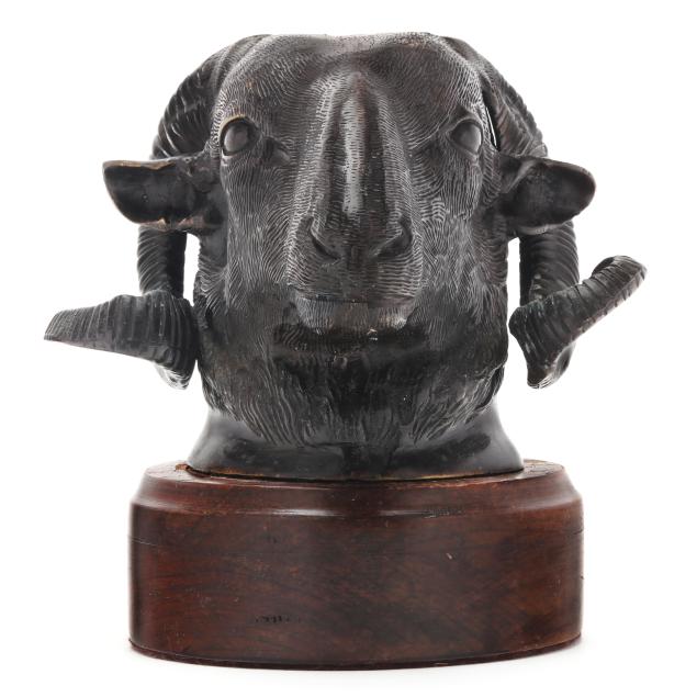 patinated-bronze-model-of-a-ram-s-head
