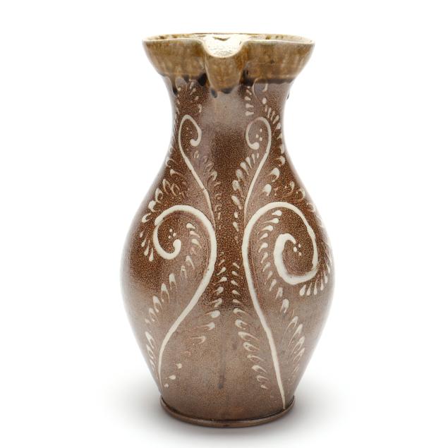 alex-matisse-ma-nc-b-1984-slip-decorated-stoneware-pitcher