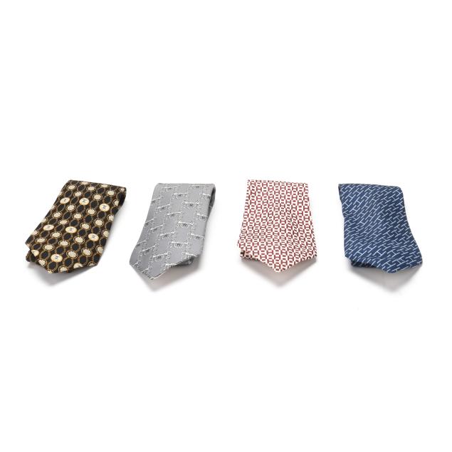 group-of-three-silk-ties-hermes-and-a-silk-tie-chanel