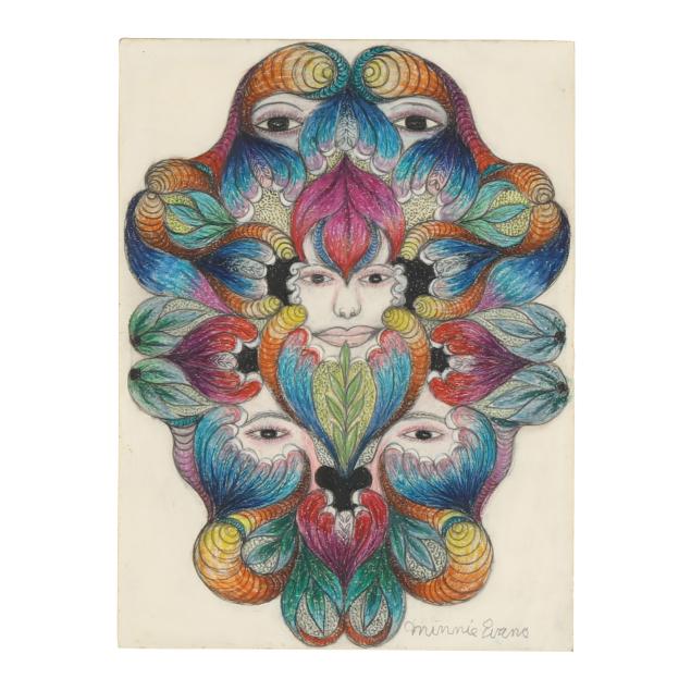 minnie-evans-nc-1892-1987-untitled-face-and-foliage