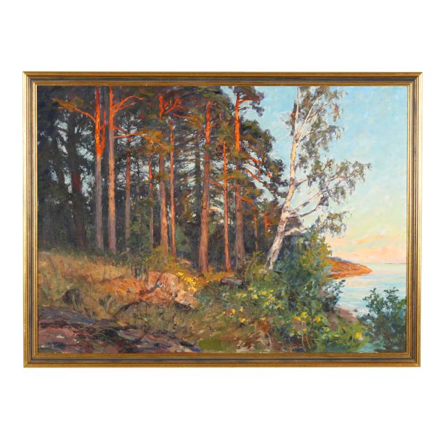 gottfried-kallstenius-swedish-1861-1943-coastal-landscape-in-afternoon-light