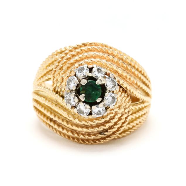 gold-emerald-and-diamond-knot-motif-ring