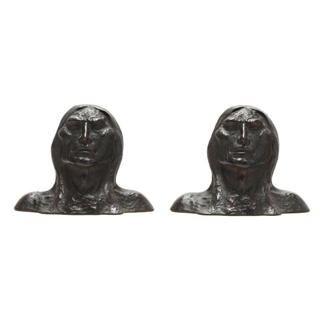 pair-of-bronze-native-american-head-bookends