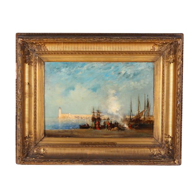 eugene-gabriel-louis-isabey-french-1803-1886-harbor-scene-with-figures