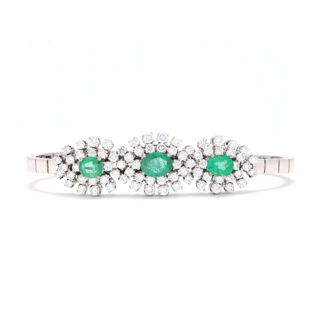 white-gold-emerald-and-diamond-bracelet