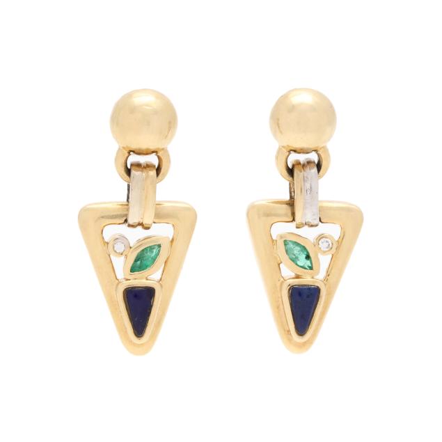 gold-diamond-emerald-and-lapis-lazuli-earrings