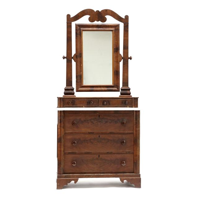 attributed-to-thomas-day-classical-mahogany-dresser-with-mirror
