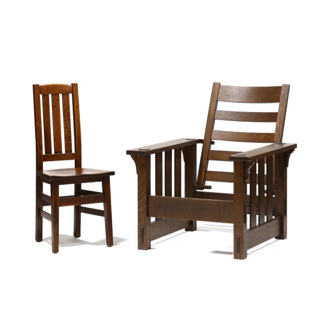 two-mission-oak-stickley-chairs