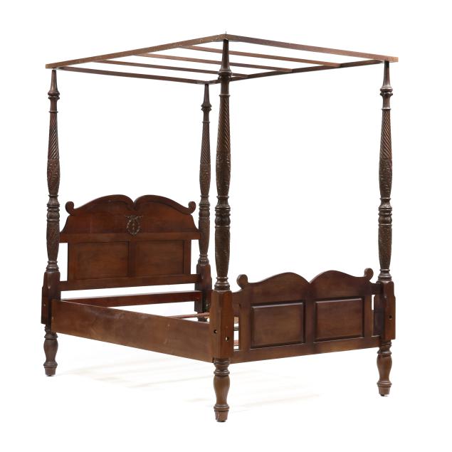 southern-antebellum-carved-walnut-tall-post-bed
