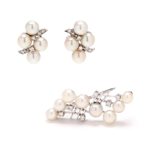 white-gold-pearl-and-diamond-earring-and-brooch-suite