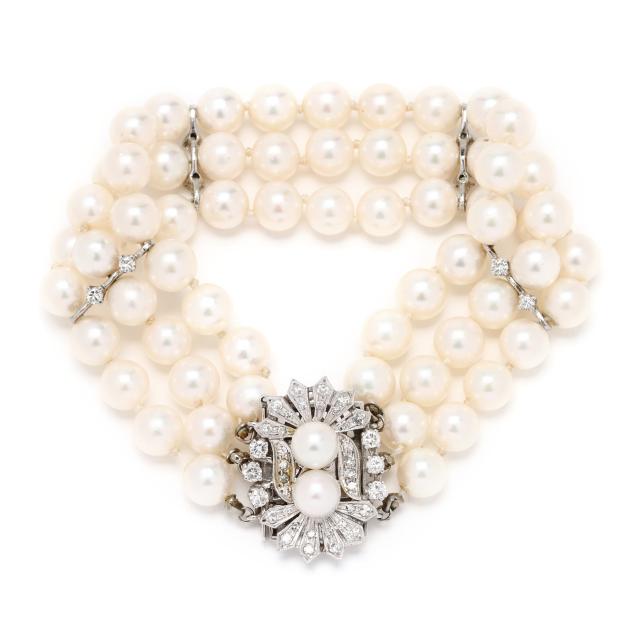 triple-strand-pearl-bracelet-with-white-gold-and-diamond-clasp