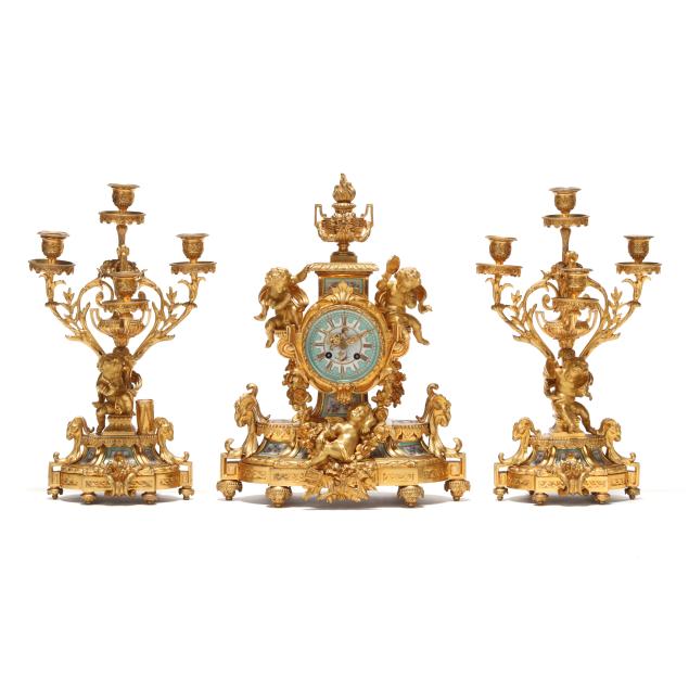 attributed-palais-royal-ormolu-and-porcelain-mounted-mantel-clock-garniture