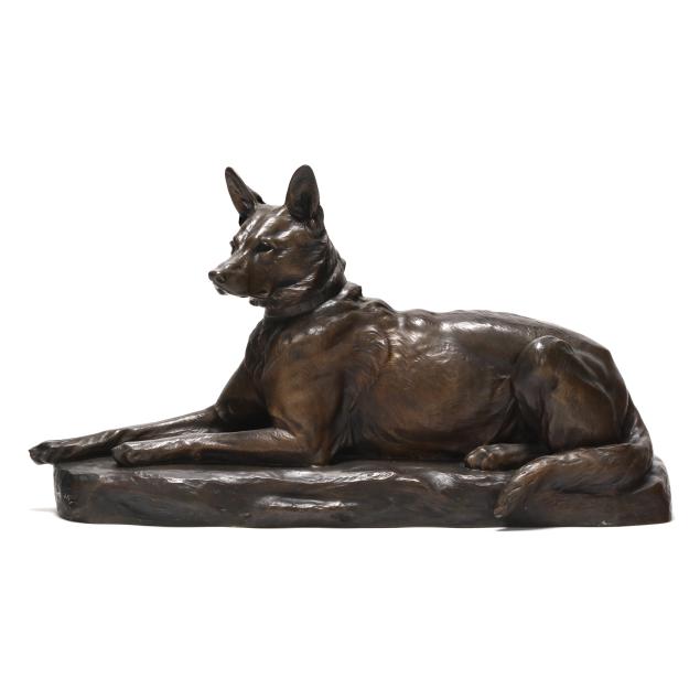 louis-riche-french-1877-1949-large-bronze-model-of-a-german-shepherd