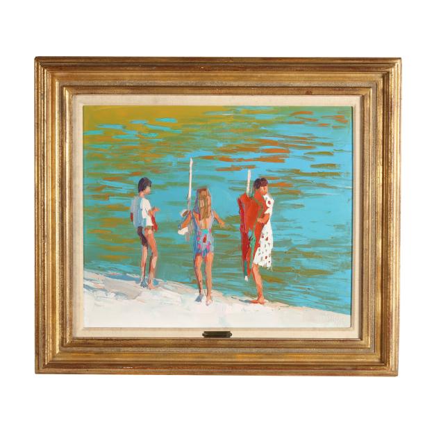 nicola-simbari-italian-1927-2012-i-green-and-red-umbrella-i