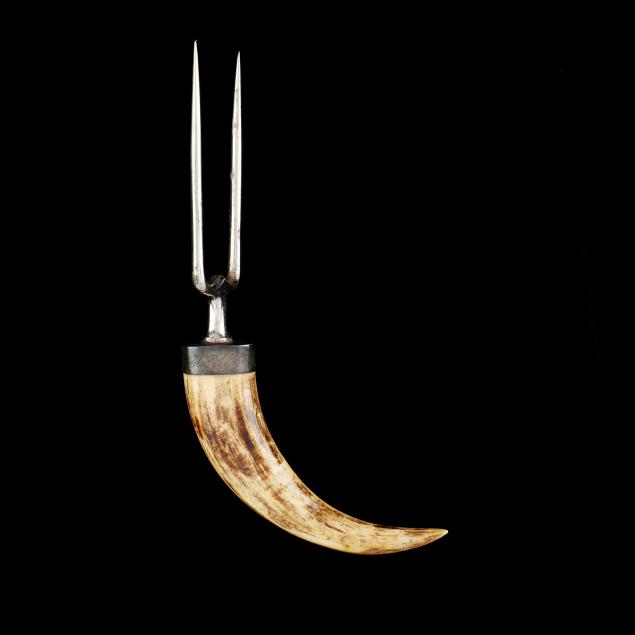 sterling-silver-mounted-horn-handle-meat-fork-owned-by-james-buchanan-duke