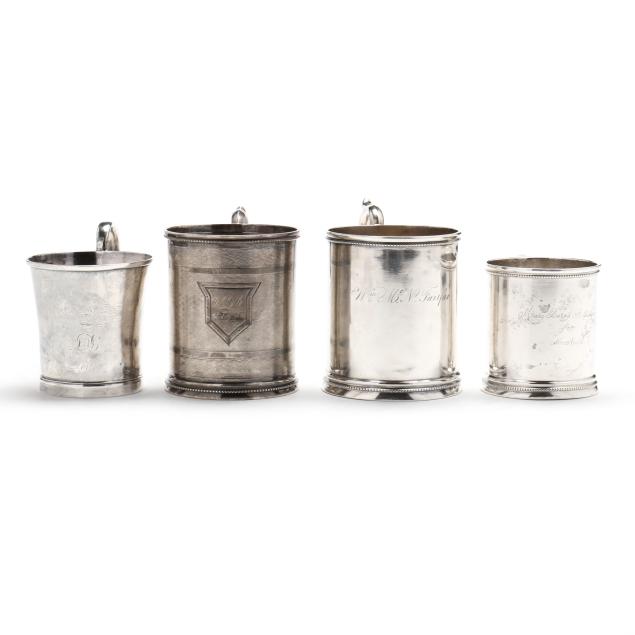 four-american-coin-silver-mugs