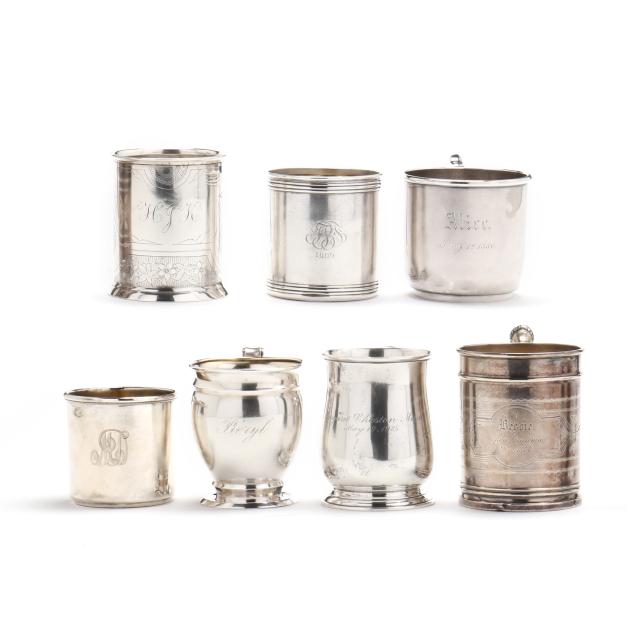 seven-antique-american-sterling-silver-mugs