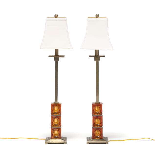 pair-of-modern-amber-glass-table-lamps