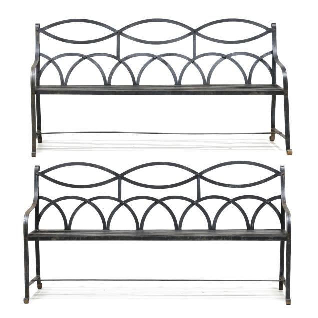 pair-of-regency-style-iron-garden-benches