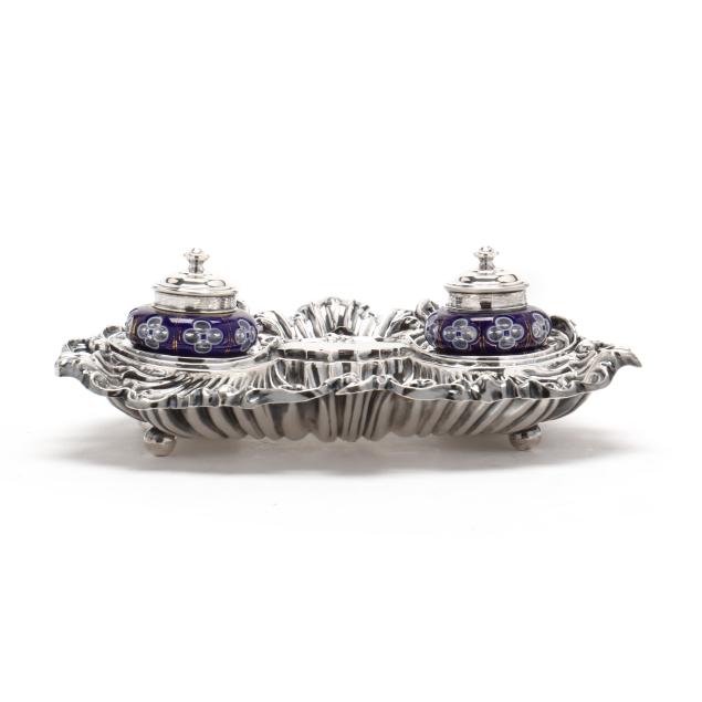 continental-silver-repousse-inkwell-with-cobalt-glass-jars
