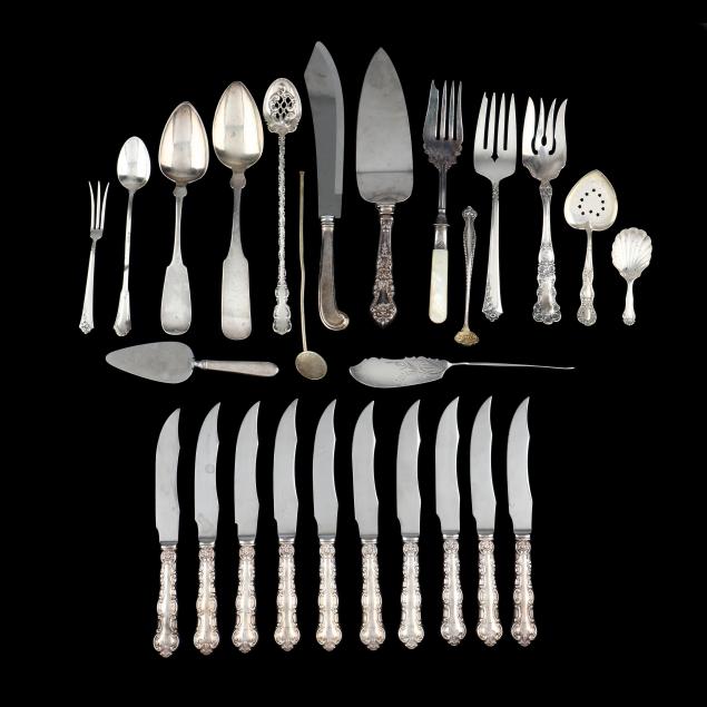 assortment-of-sterling-silver-and-silver-plated-flatware