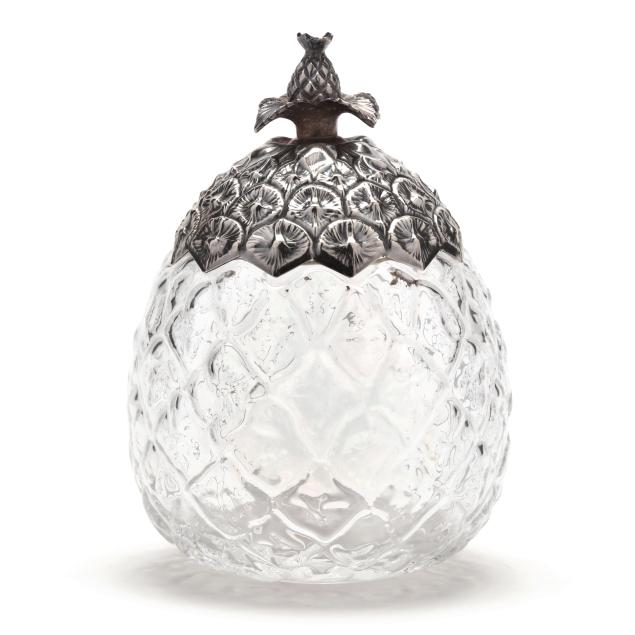 gorham-sterling-silver-and-glass-pineapple-condiment-jar