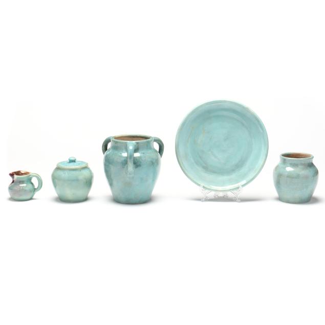 pisgah-forest-pottery-arden-nc-five-pottery-items-including-w-b-stephen-1876-1961