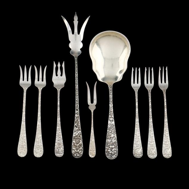 assortment-of-nine-stieff-repousse-sterling-silver-flatware-pieces