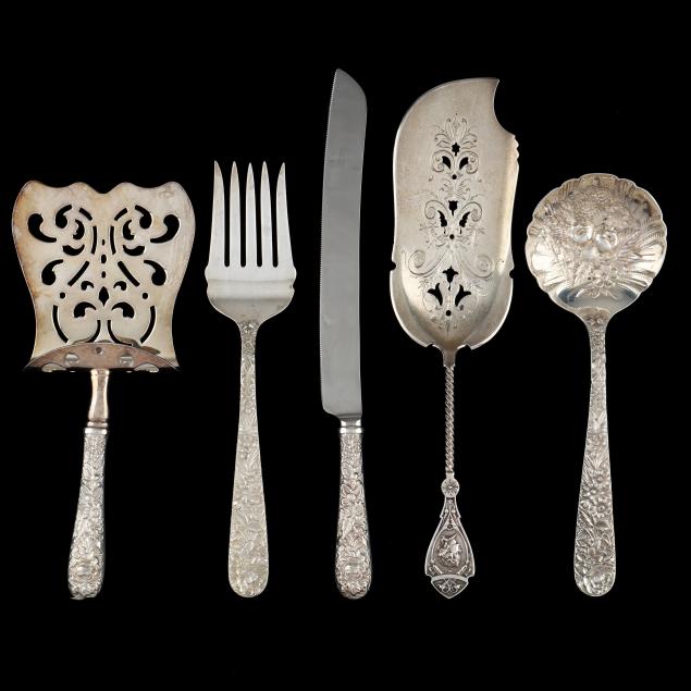 five-antique-sterling-silver-servers