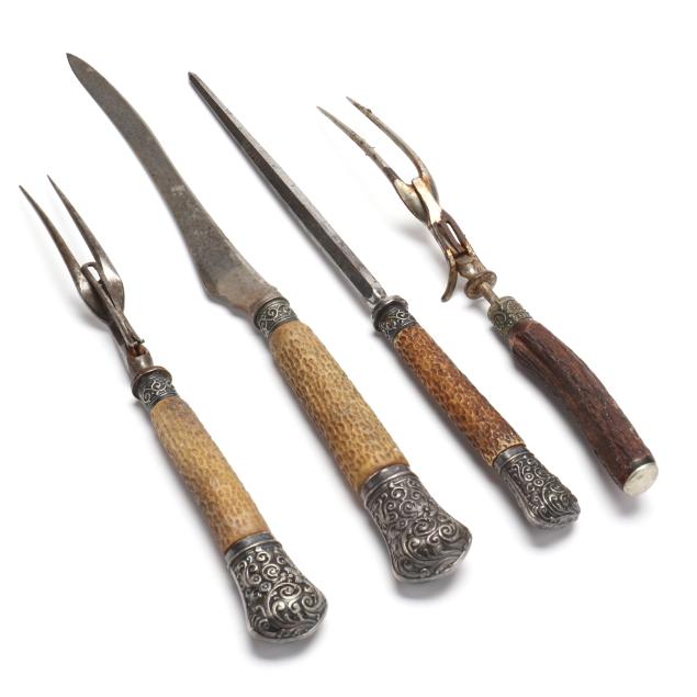 antique-english-cased-silver-mounted-stag-handled-carving-set