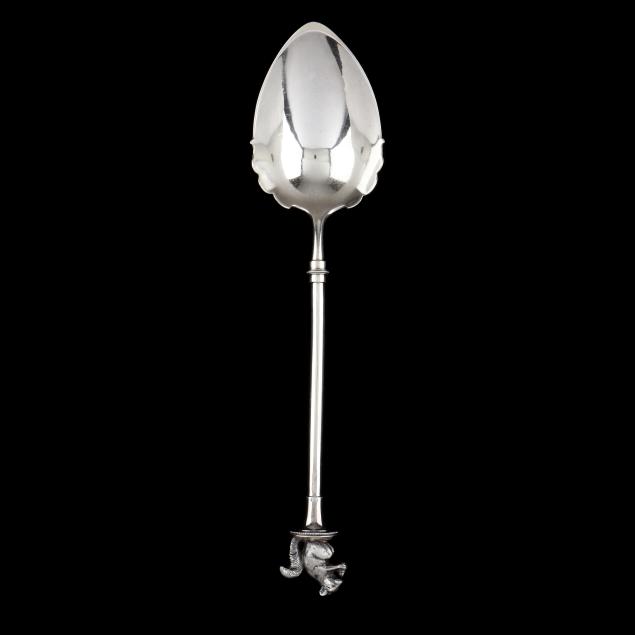 an-antique-sterling-silver-serving-spoon-with-squirrel-motif