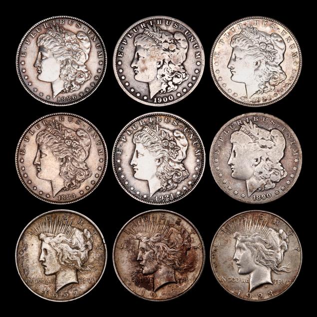 nine-9-circulated-classic-silver-dollars