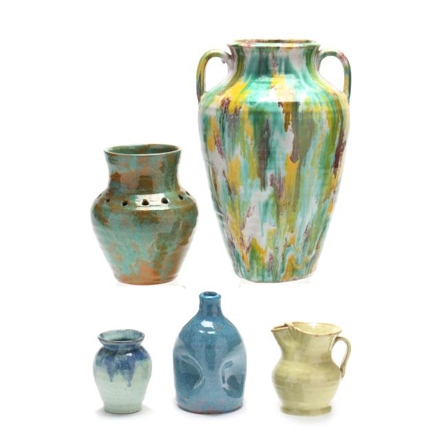 five-vintage-virginia-pottery-vessels-including-monticello-pottery