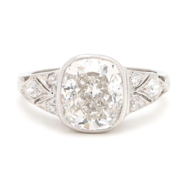 antique-platinum-and-diamond-ring-with-3-51-carat-cushion-brilliant-cut-diamond