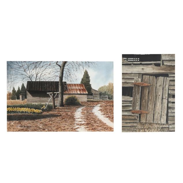 cotton-ketchie-nc-landscape-with-barn-barn-door-two-works