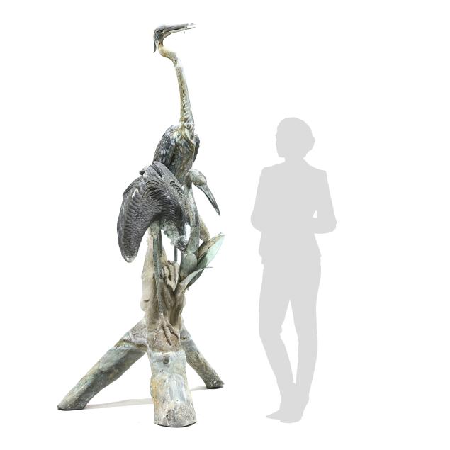 a-palatial-bronze-double-heron-garden-fountain