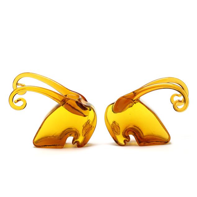 rare-pair-of-blenko-ram-s-head-bookends-vases