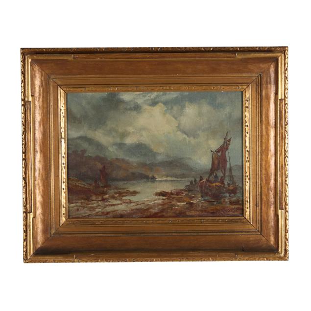 manner-of-robert-b-hopkin-scottish-american-1832-1909-sailing-ship-moored-at-shore