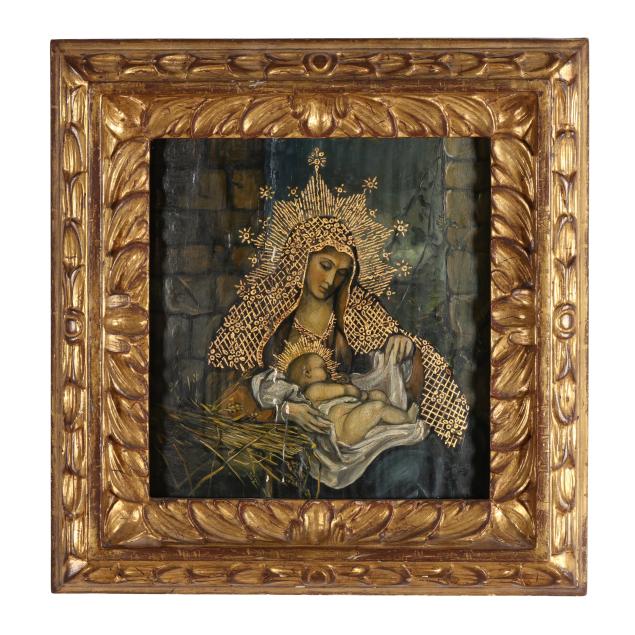 continental-religious-icon-painting-of-the-madonna-and-child