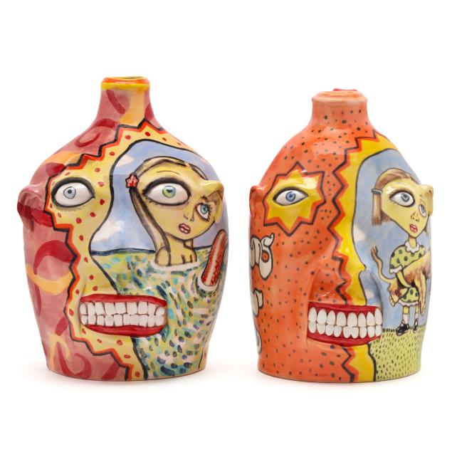 stacy-lambert-nc-two-folk-art-face-jugs