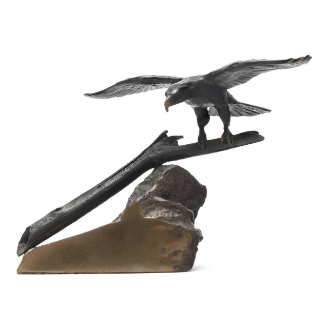 attributed-jack-glover-american-1924-2015-bronze-model-of-a-perched-bird-of-prey