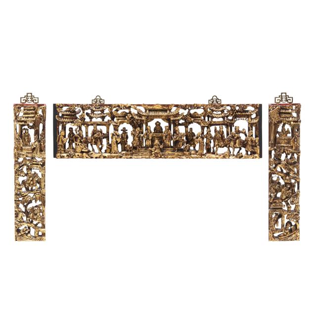three-chinese-lacquer-and-gilt-architectural-panels