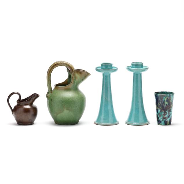 a-r-cole-pottery-sanford-nc-five-signed-vintage-pottery-forms