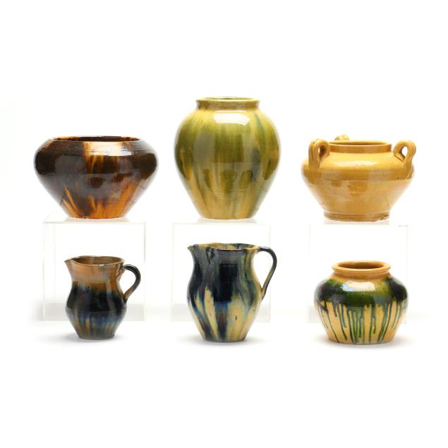 six-pottery-forms-attributed-to-c-r-auman-pottery