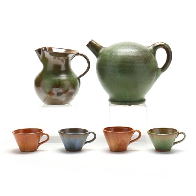attributed-to-j-b-cole-pottery-steeds-nc-six-assorted-pieces