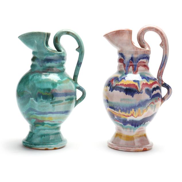 a-r-cole-pottery-sanford-nc-two-roman-rebacca-pitchers