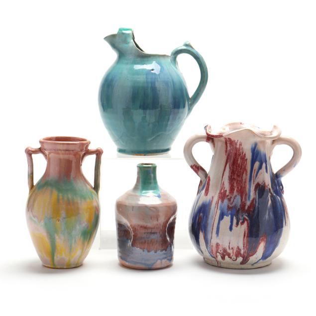 four-north-carolina-pottery-vessels-attributed-cole-family