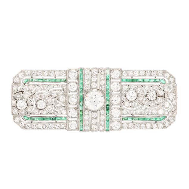 art-deco-platinum-diamond-and-emerald-brooch