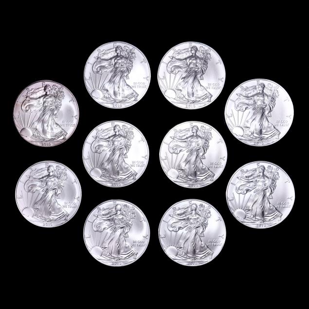 ten-10-bu-2010-american-silver-eagles
